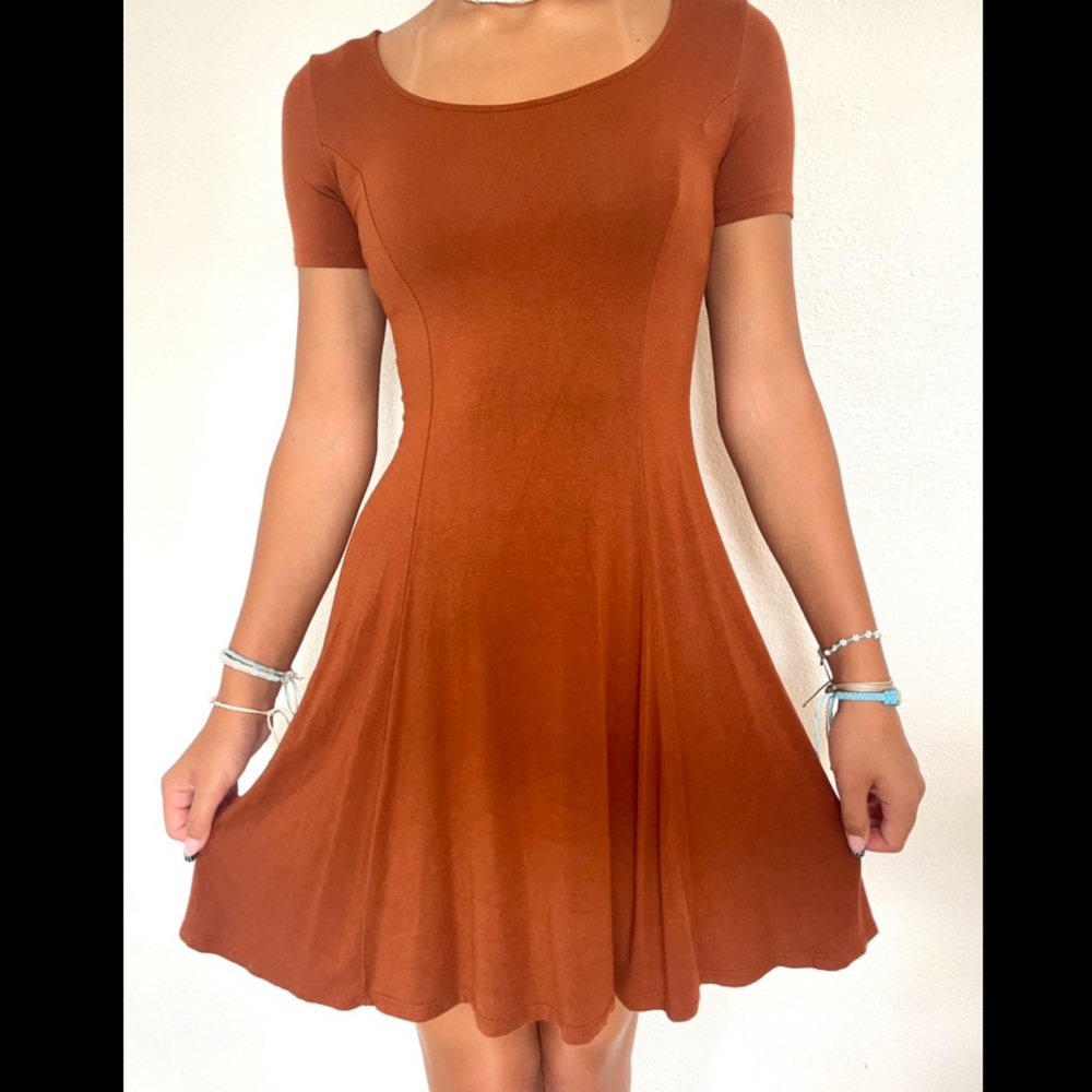 Forever 21 short sleeve skater dress in mahogany